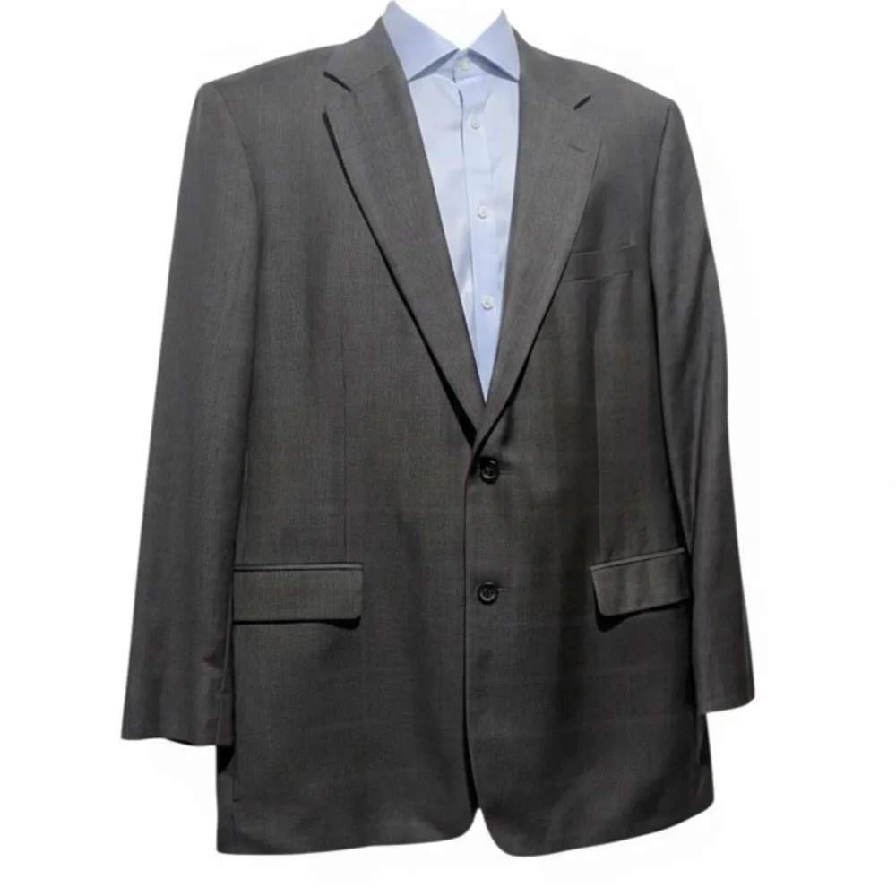 Brooks Brothers 346 Wool Charcoal Gray Glen Check Mens Sport Coat Blazer 44L